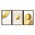 Kit 3 Quadros Decorativos Fundo Branco Textura Cículos Dourados Moderno - Imagem 5