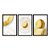 Kit 3 Quadros Decorativos Fundo Branco Textura Cículos Dourados Moderno - Imagem 3