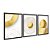 Kit 3 Quadros Decorativos Fundo Branco Textura Cículos Dourados Moderno - Imagem 4