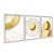 Kit 3 Quadros Decorativos Fundo Branco Textura Cículos Dourados Moderno - Imagem 2