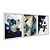Kit 3 Quadros Decorativos Ladrilho De Mármore Azul E Dourado Com Detalhes Dourados - Imagem 2