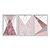 Kit 3 Quadros Decorativos Um Close Up De Uma Parede De Mármore Com Um Desenho Geométrico Rosa E Branco - Imagem 1