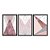 Kit 3 Quadros Decorativos Um Close Up De Uma Parede De Mármore Com Um Desenho Geométrico Rosa E Branco - Imagem 3