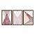 Kit 3 Quadros Decorativos Um Close Up De Uma Parede De Mármore Com Um Desenho Geométrico Rosa E Branco - Imagem 5