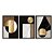 Kit 3 Quadros Decorativos Mosaico De Mármore Preto Marrom Dourado Moderno - Imagem 3