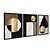 Kit 3 Quadros Decorativos Mosaico De Mármore Preto Marrom Dourado Moderno - Imagem 4