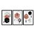 Kit 3 Quadros Decorativos Desenho Geométrico Rosa E Preto Detalhes Dourados - Imagem 3