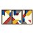 Kit 3 Quadros Decorativos Formas Geométicas Coloridas Fudo Bege Moderno - Imagem 5