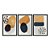 Kit 3 Quadros Decorativos Formas de Tinta Efeito Pintua Amarelo Fundo Cinza - Imagem 3