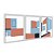 Kit 3 Quadros Decorativos Arquitetura Abstrata Laranja Azul - Imagem 2