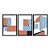 Kit 3 Quadros Decorativos Arquitetura Abstrata Laranja Azul - Imagem 3