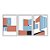 Kit 3 Quadros Decorativos Arquitetura Abstrata Laranja Azul - Imagem 1