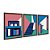 Kit 3 Quadros Decorativos Arquitetura Abstrata Minimalista Azul Verde Rosa - Imagem 6