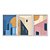 Kit 3 Quadros Decorativos Arquitetura Abstrata Cidade Prédios Azul Bege Rosa - Imagem 1