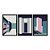 Kit 3 Quadros Decorativos Arquitetura Abstrata Interior Verde Bege Rosa Ciano - Imagem 3