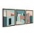 Kit 3 Quadros Decorativos Arquitetura Abstrata Cidade Casas Ciano Bege Rosa - Imagem 6