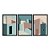 Kit 3 Quadros Decorativos Arquitetura Abstrata Cidade Casas Ciano Bege Rosa - Imagem 3