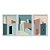 Kit 3 Quadros Decorativos Arquitetura Abstrata Cidade Casas Ciano Bege Rosa - Imagem 1