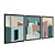 Kit 3 Quadros Decorativos Arquitetura Abstrata Cidade Casas Ciano Bege Rosa - Imagem 4