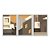 Kit 3 Quadros Decorativos Arquitetura Abstrata Casa Moderna Marrom Laranja - Imagem 1