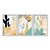 Kit 3 Quadros Decorativos Desenho Simples Abstrato Plantas Em Vasos Turquesa e Amarelo - Imagem 1