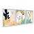 Kit 3 Quadros Decorativos Desenho Simples Abstrato Plantas Em Vasos Turquesa e Amarelo - Imagem 2
