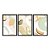 Kit 3 Quadros Decorativos Desenho Abacate E Laranja Listras Verdes e Amarelas - Imagem 3