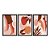 Kit 3 Quadros Decorativos Abstrato Mulher Sapatos Frutas Tons de Vermelho - Imagem 3