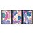 Kit 3 Quadros Decorativos Manchas de Tinta Efeito Aquarela Roxo Lilás Ciano - Imagem 3