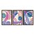 Kit 3 Quadros Decorativos Manchas de Tinta Efeito Aquarela Roxo Lilás Ciano - Imagem 5