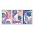 Kit 3 Quadros Decorativos Manchas de Tinta Efeito Aquarela Roxo Lilás Ciano - Imagem 1