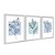 Kit 3 Quadros Decorativos Retângulos Azuis Desenho Galhos E Flores - Imagem 2