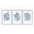 Kit 3 Quadros Decorativos Retângulos Azuis Desenho Galhos E Flores - Imagem 1