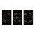 Kit 3 Quadros Decorativos Anir Fé Gratidão Cursiva Dourado Fundo Preto - Imagem 1