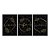Kit 3 Quadros Decorativos Anir Fé Gratidão Cursiva Dourado Fundo Preto - Imagem 3