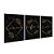 Kit 3 Quadros Decorativos Anir Fé Gratidão Cursiva Dourado Fundo Preto - Imagem 4