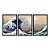 Kit 3 Quadros Decorativos Onda Estilo Japonês Efeito Pintura - Imagem 3
