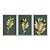 Kit 3 Quadros Decorativos Plantas Douradas Fundo Ciano - Imagem 1