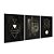 Kit 3 Quadros Decorativos Fundo Preto Contorno Formas Geométricas Detalhes Dourados - Imagem 4