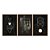 Kit 3 Quadros Decorativos Fundo Preto Contorno Formas Geométricas Detalhes Dourados - Imagem 5