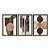 Kit 3 Quadros Decorativos Formas Geométricas Sobrepostas Preto Laranja Fundo Bege Abstrato - Imagem 3