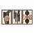Kit 3 Quadros Decorativos Formas Geométricas Sobrepostas Preto Laranja Fundo Bege Abstrato - Imagem 5