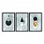 Kit 3 Quadros Decorativos Formas Abstratas Preto E Branco Fundo Turquesa - Imagem 3