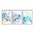 Kit 3 Quadros Decorativos Efeito Pintura Marmorizado Azul E Dourado - Imagem 1