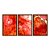 Kit 3 Quadros Decorativos Efeito Pintura Aquarela Marmorizado Vermelho E Dourado - Imagem 5