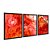 Kit 3 Quadros Decorativos Efeito Pintura Aquarela Marmorizado Vermelho E Dourado - Imagem 4