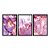 Kit 3 Quadros Decorativos Efeito Pintura Aquarela Marmorizado Roxo E Dourado Fundo Branco - Imagem 3