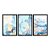 Kit 3 Quadros Decorativos Efeito Pintura Aquarela Marmorizado Azul E Dourado Fundo Branco - Imagem 3