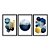 Kit 3 Quadros Decorativos Desenho Geométrico Texturizado Dourado E Azul Abstrato - Imagem 3