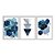 Kit 3 Quadros Decorativos Formas Geométricas Sobrepostas Azul Abstrato Fundo Branco - Imagem 1